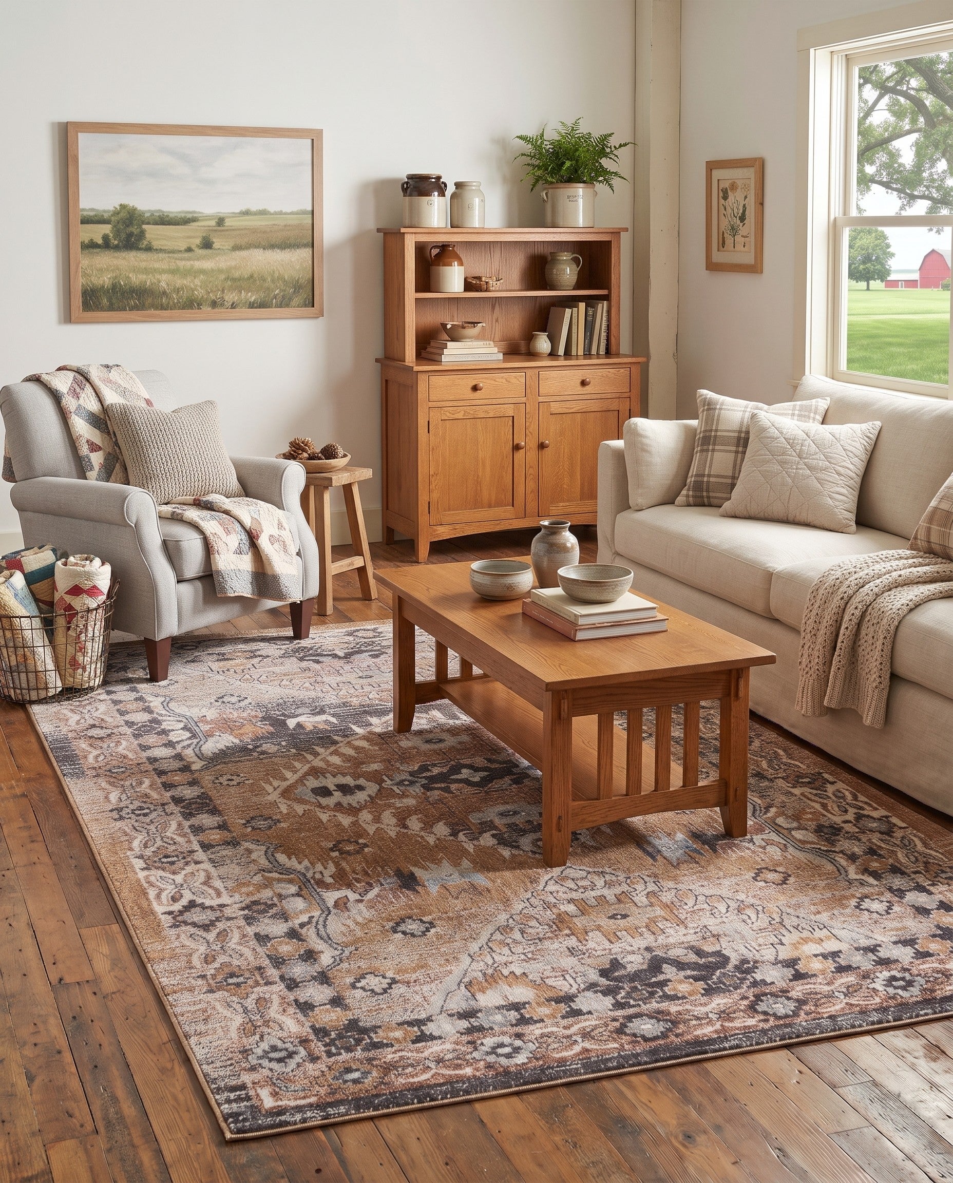 Khaki Gray Eco Southwestern Rug