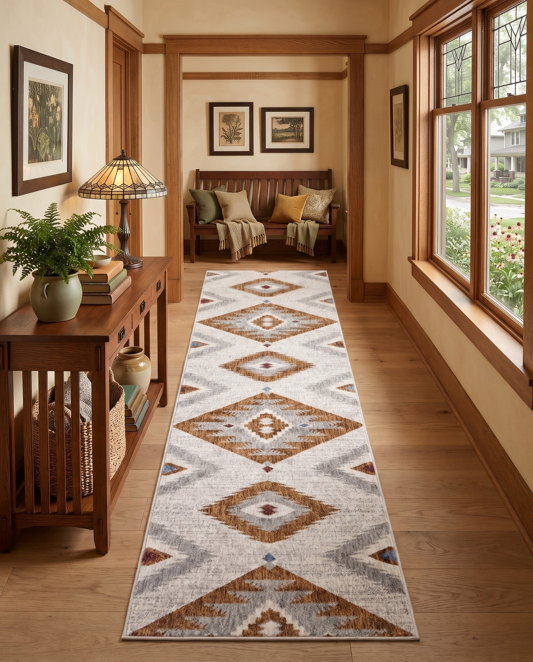 Ivory Eco Southwestern Runner Rug