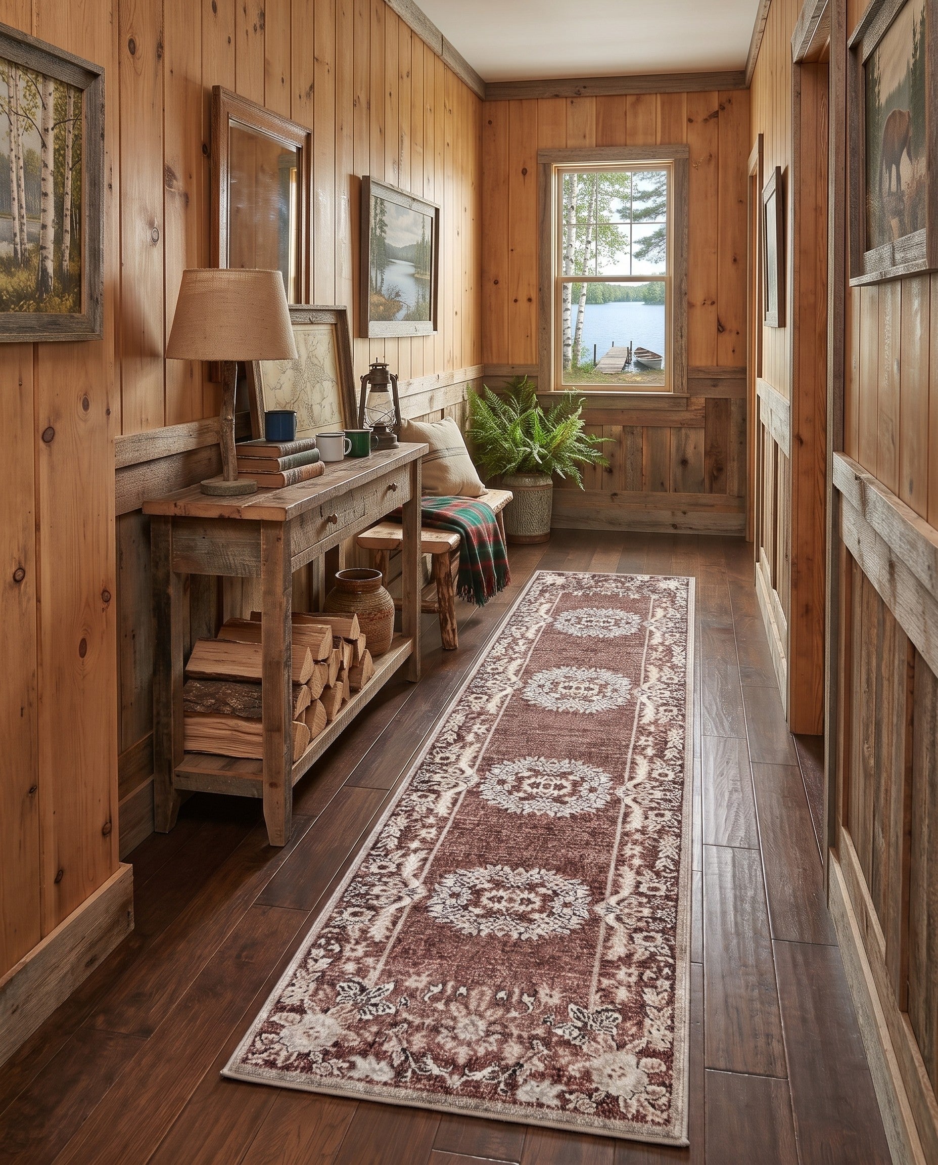 Dusty Rose Eco Traditional Runner Rug