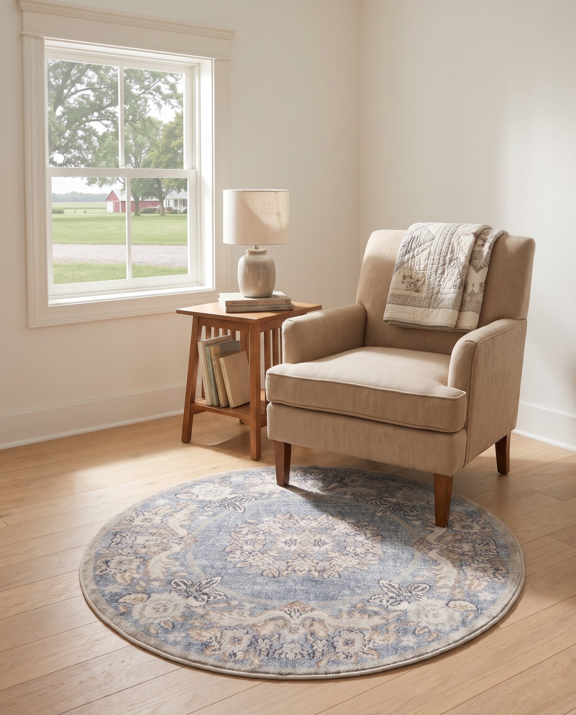Harbor Blue Eco Traditional Round Rug