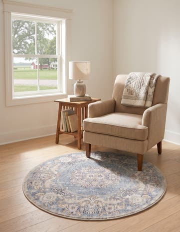 Harbor Blue Eco Traditional Round Rug