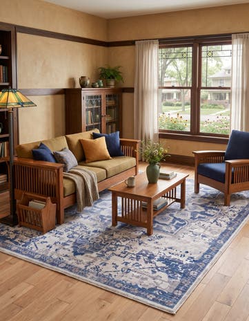 Blue Gray Washable Francesca Rug