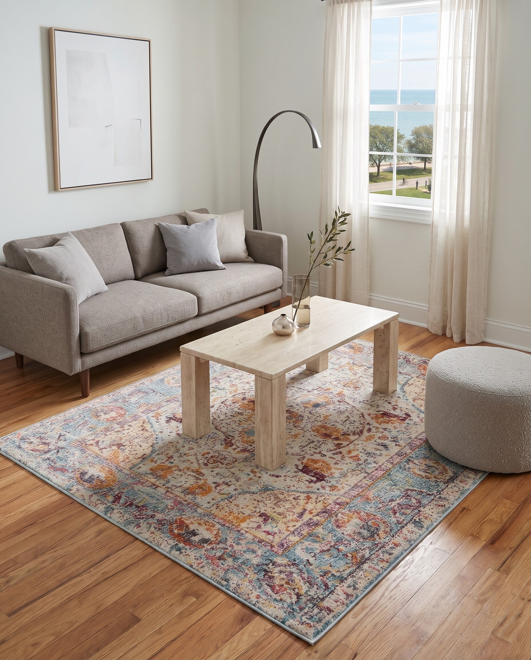 Light Blue Santiago Square Rug