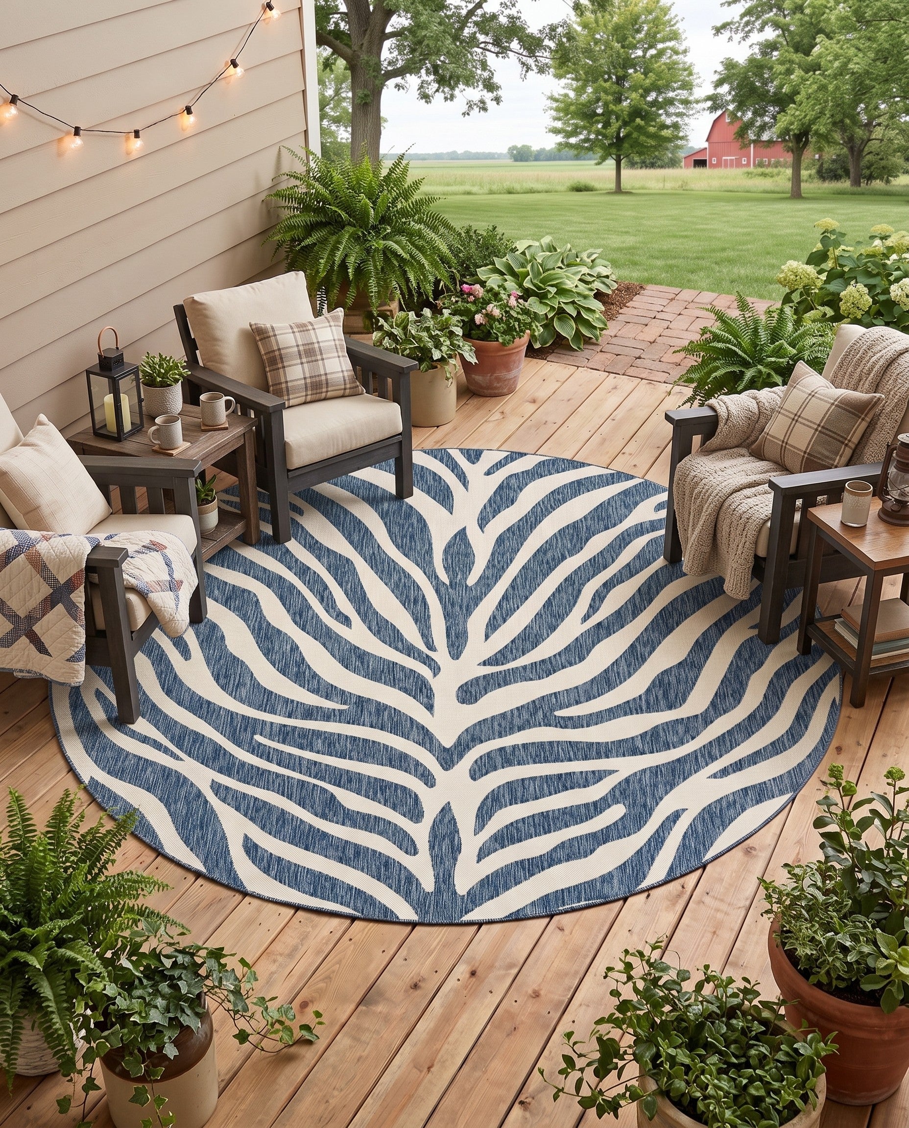 10' x 10' Easy-Clean Safari Indoor / Outdoor Round Rug