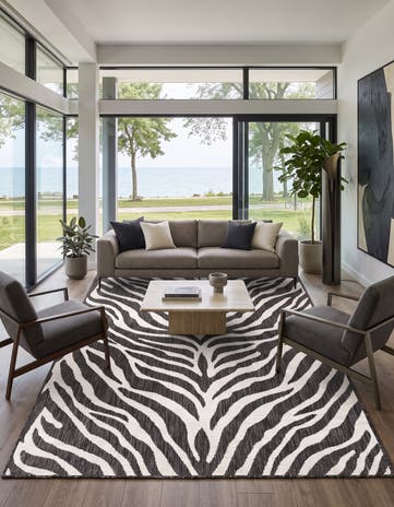 White Easy-Clean Safari Indoor / Outdoor Rug