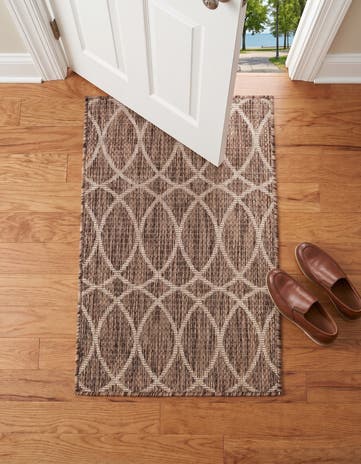Brown Easy-Clean Phoebe Lattice Indoor / Outdoor Rug