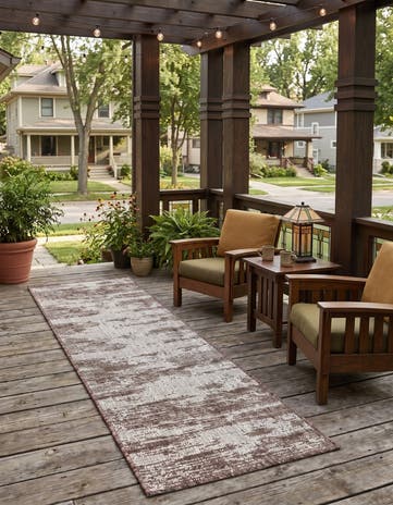 Brown Easy-Clean Modern Indoor / Outdoor Runner Rug