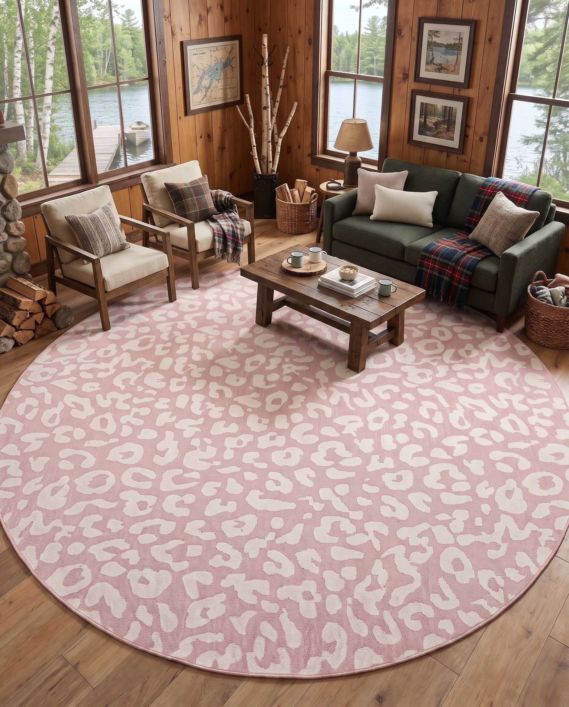 10' x 10' Easy-Clean Safari Indoor / Outdoor Round Rug