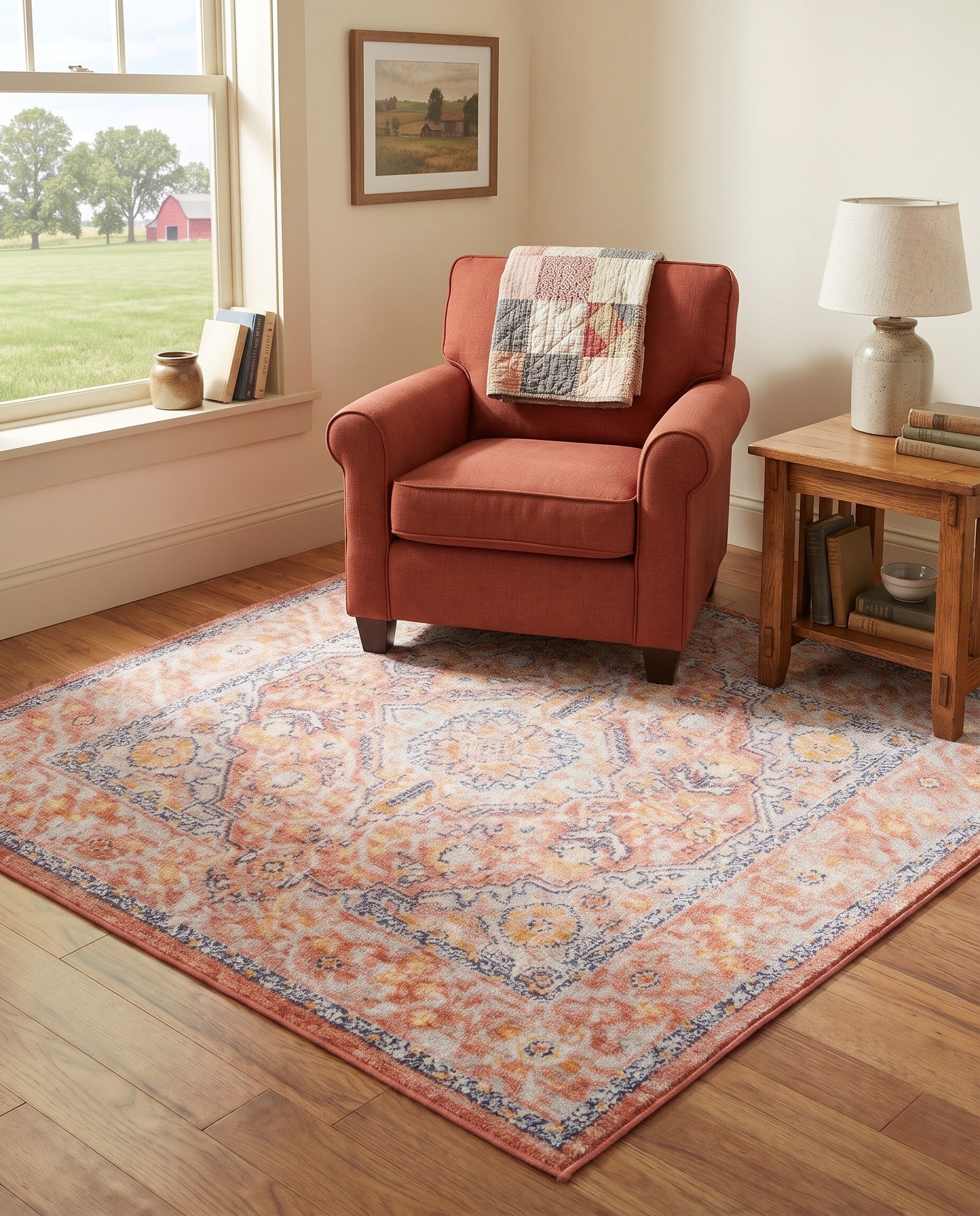 Brick Red Lola Square Rug