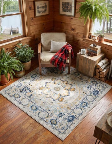 Gray Madeline Vintage Square Rug