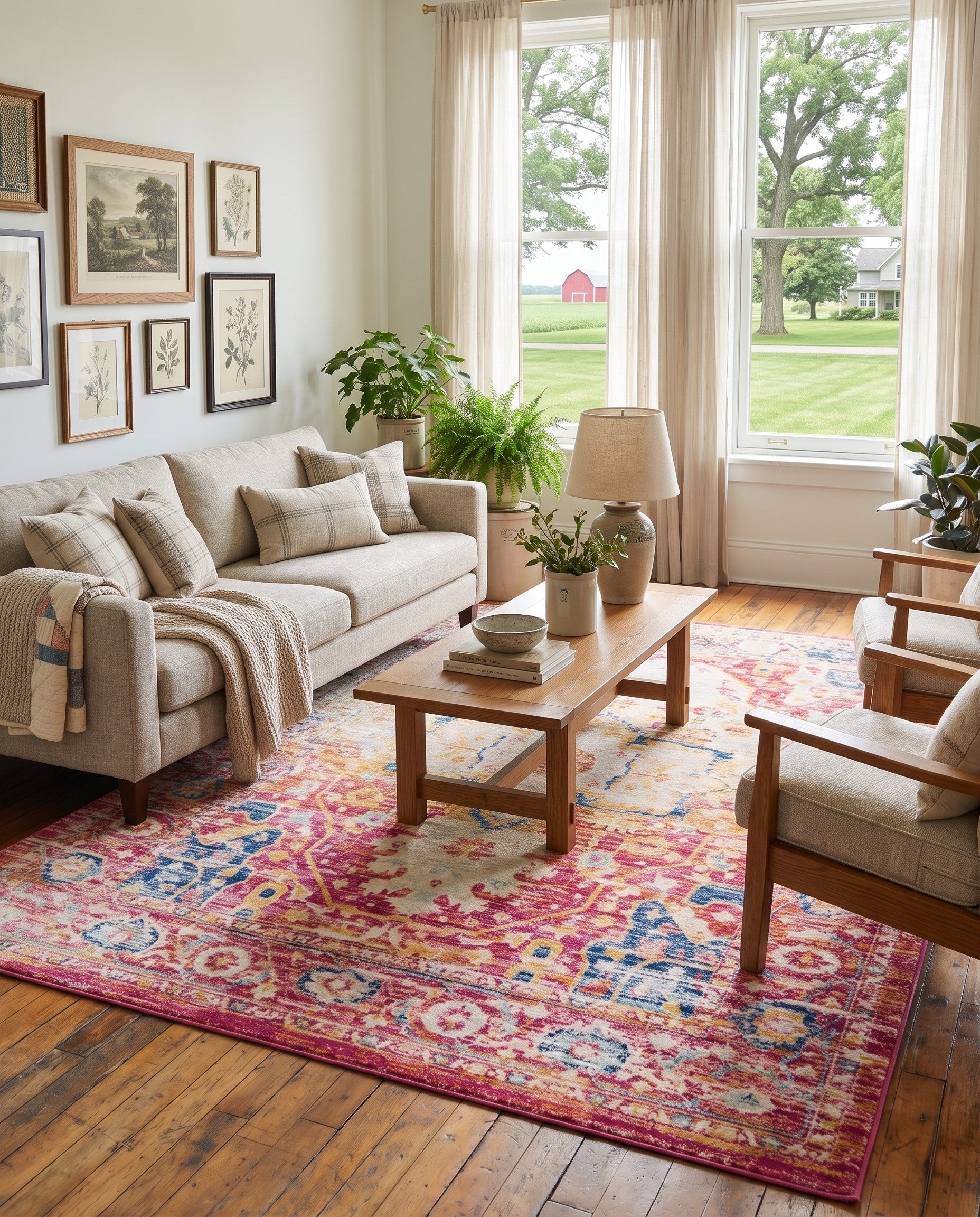 Gray and Pink Madeline Vintage Rug
