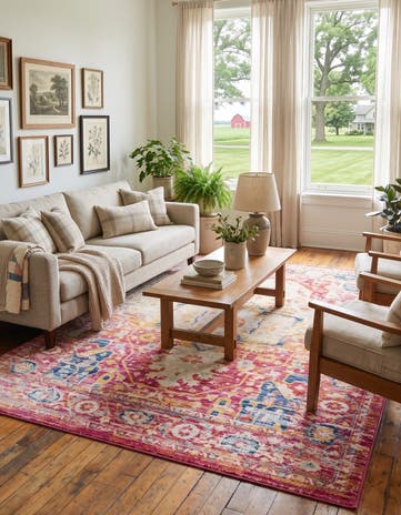 Gray and Pink Madeline Vintage Rug