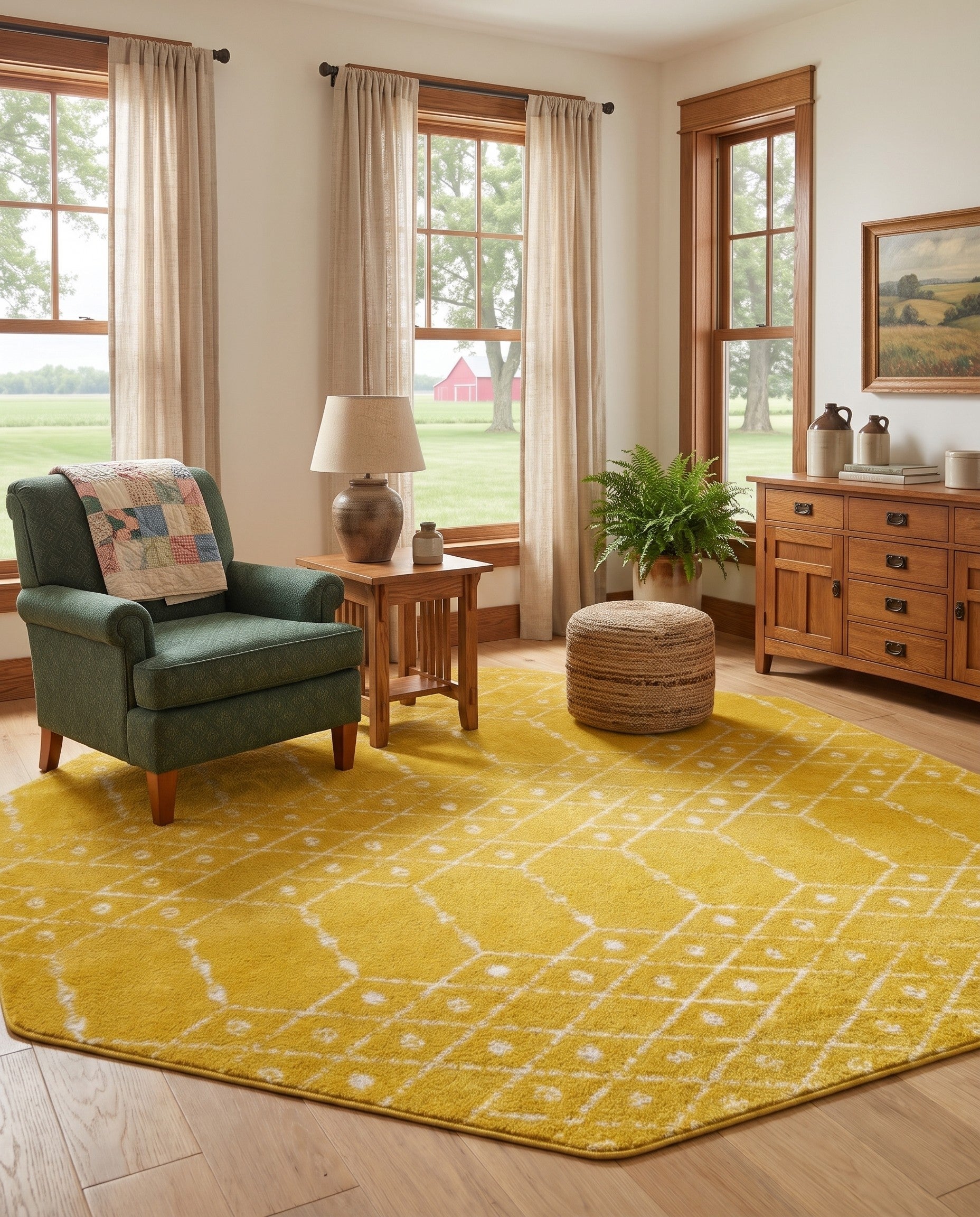 Yellow Paxon Trellis Octagon Rug