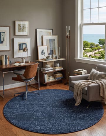 Navy Blue Angelica Round Rug