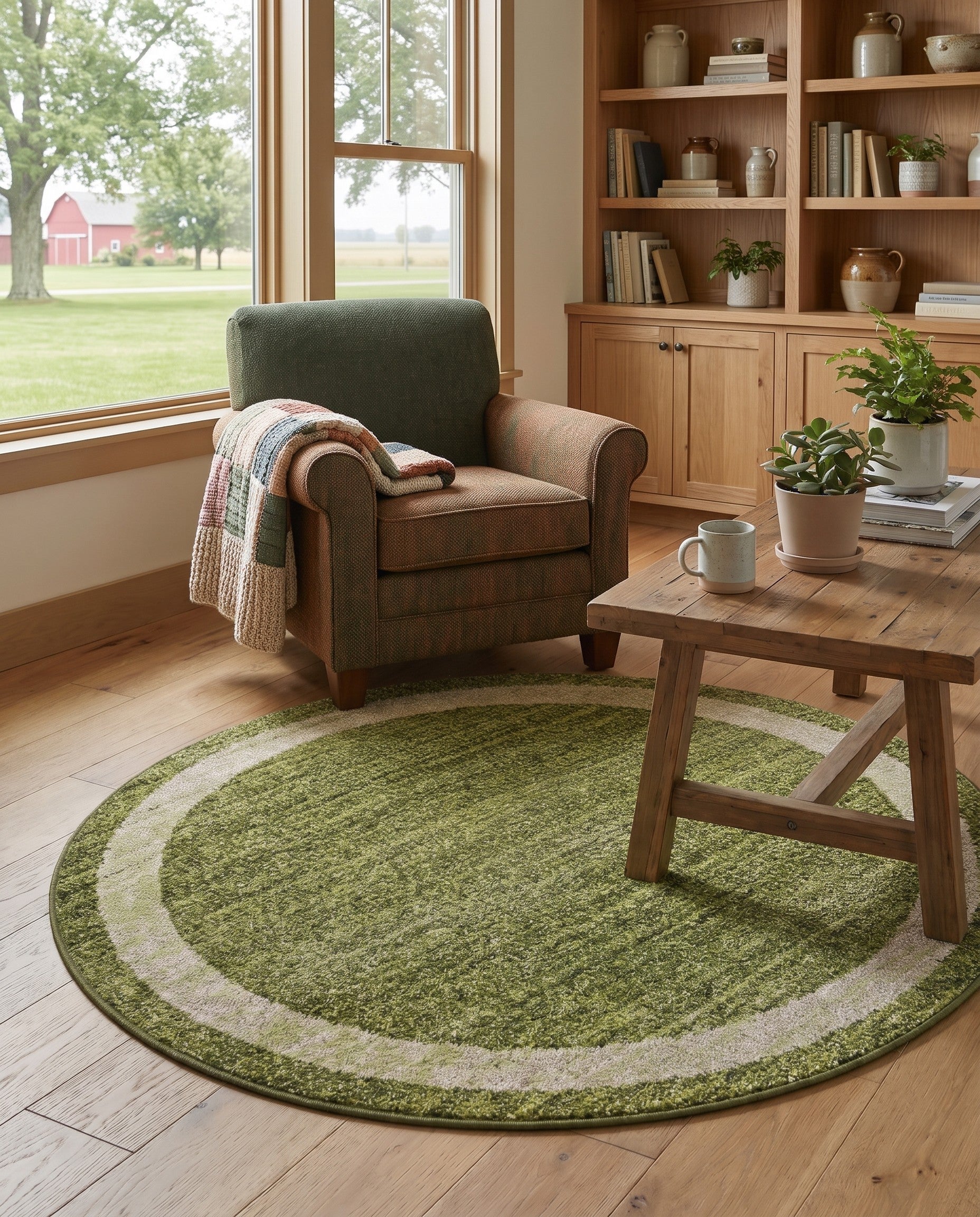 Green Angelica Round Rug