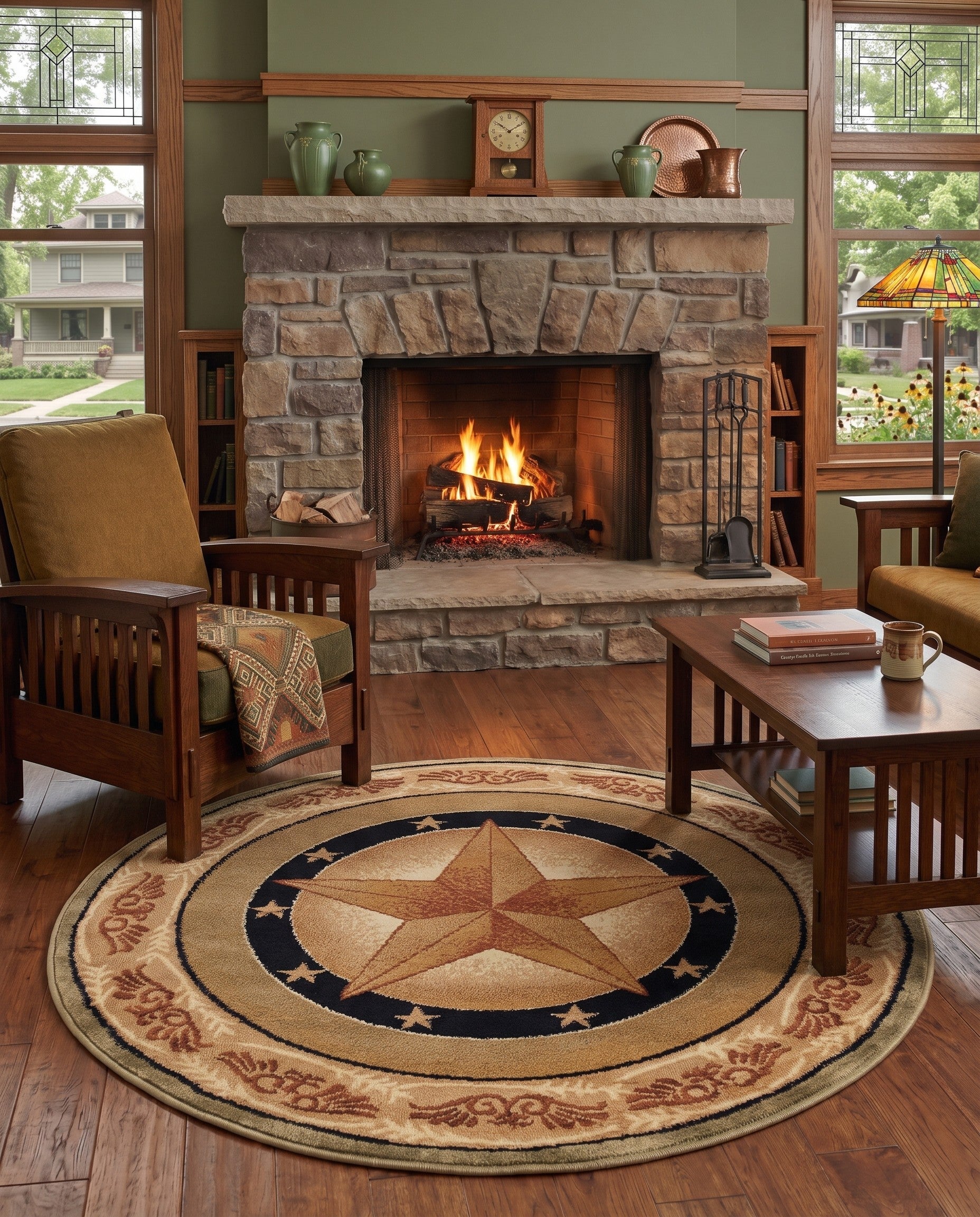 Green Pioneer Round Rug