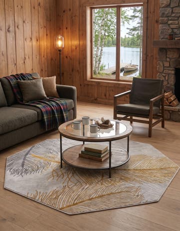 Yellow and Gray Finsbury Octagon Rug