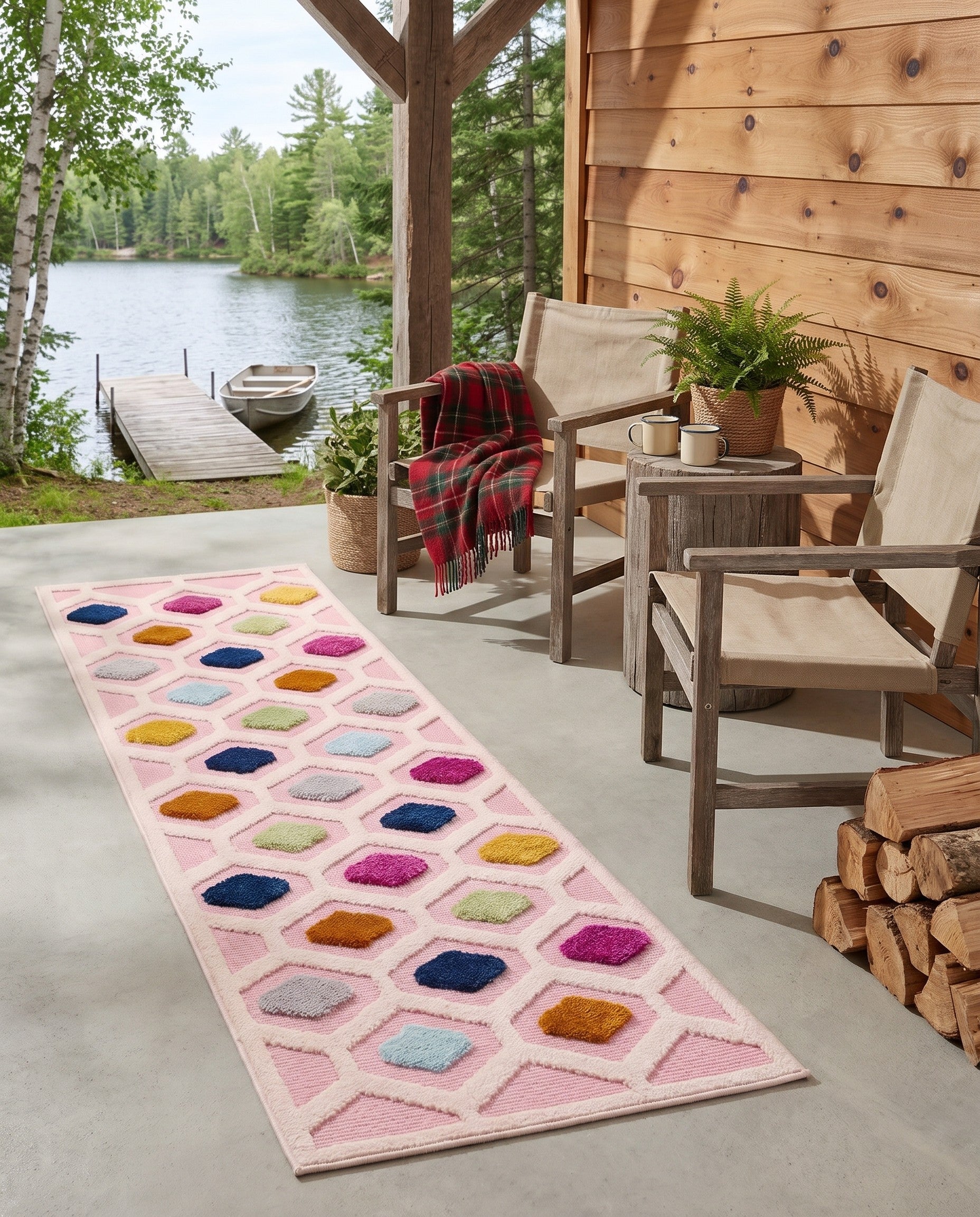 Pink Easy-Clean Aruba Indoor / Outdoor Runner Rug
