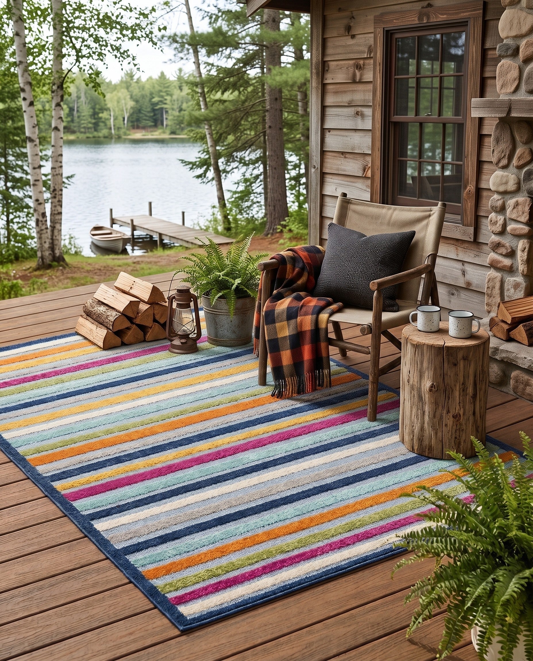 Blue Easy-Clean Aruba Indoor / Outdoor Rug