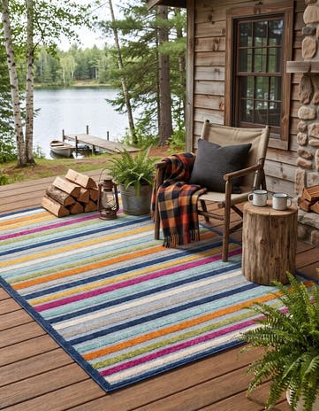 Blue Easy-Clean Aruba Indoor / Outdoor Rug