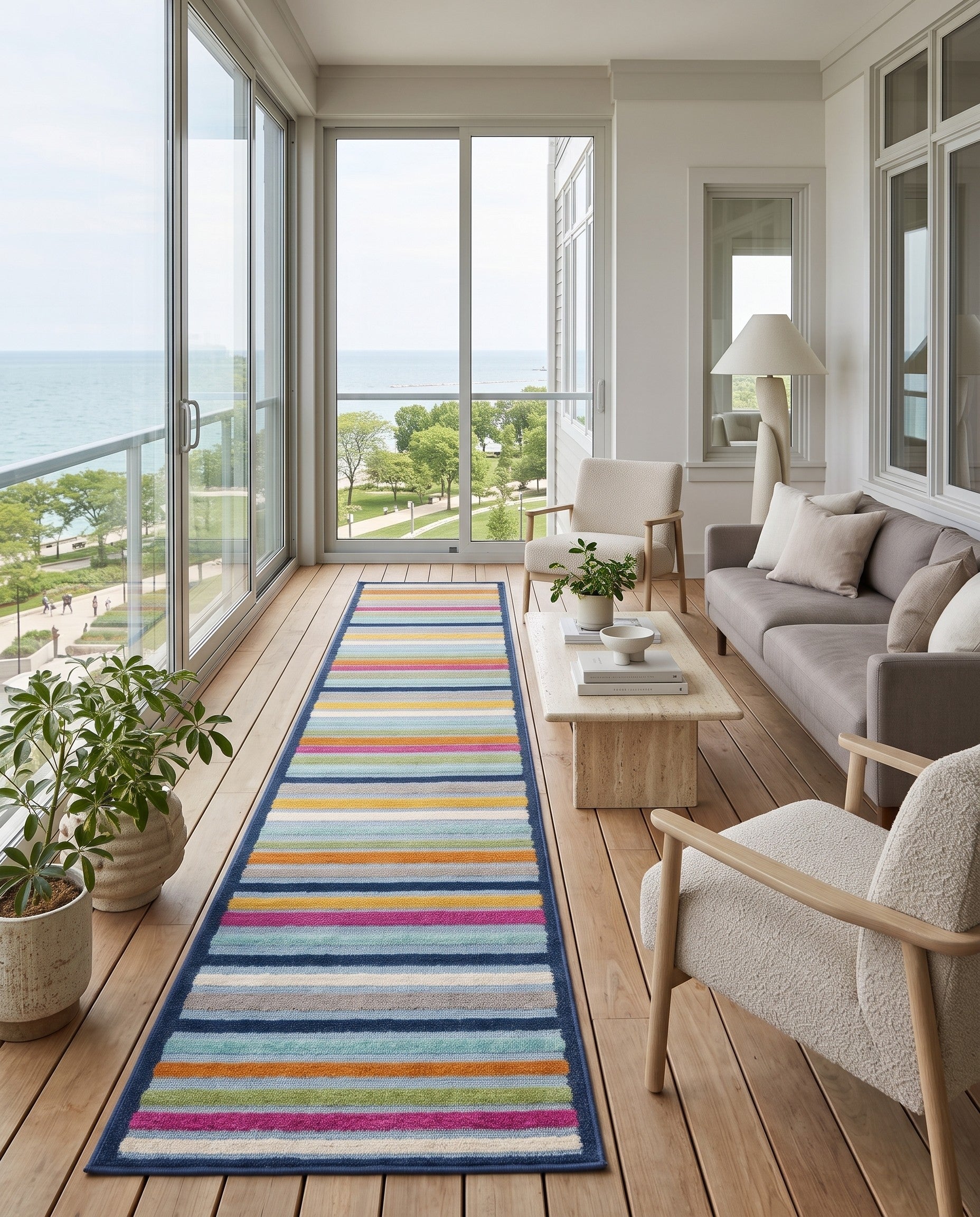 Blue Easy-Clean Aruba Indoor / Outdoor Runner Rug