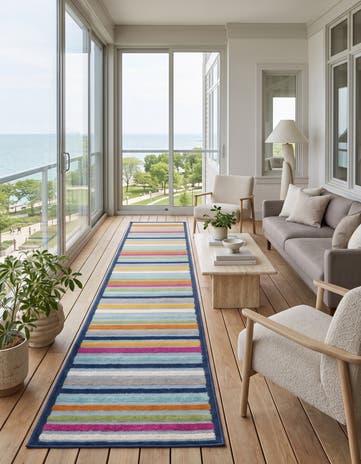 Blue Easy-Clean Aruba Indoor / Outdoor Runner Rug