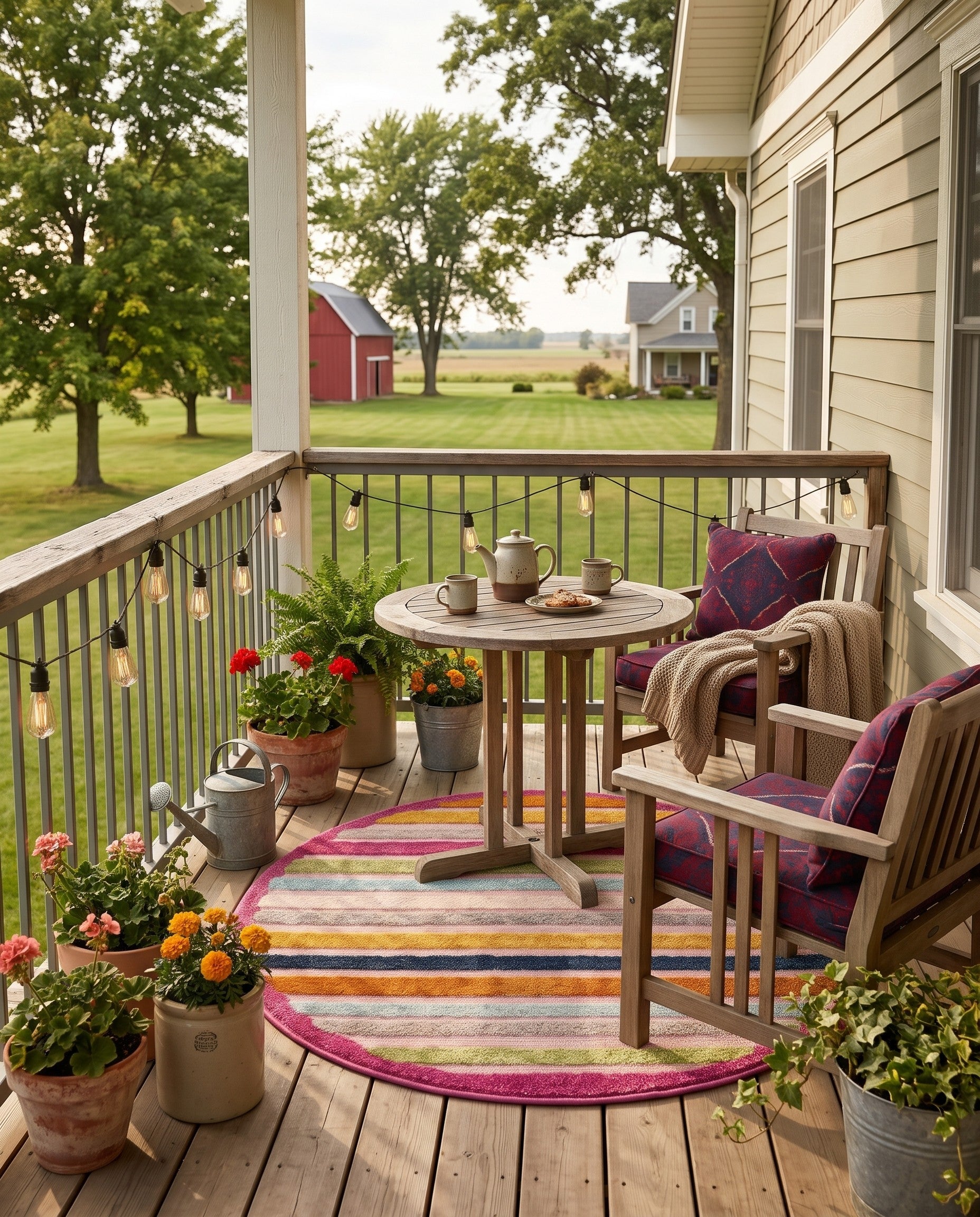 Pink Easy-Clean Aruba Indoor / Outdoor Round Rug