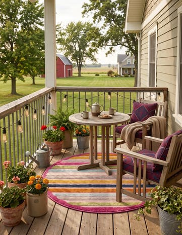Pink Easy-Clean Aruba Indoor / Outdoor Round Rug