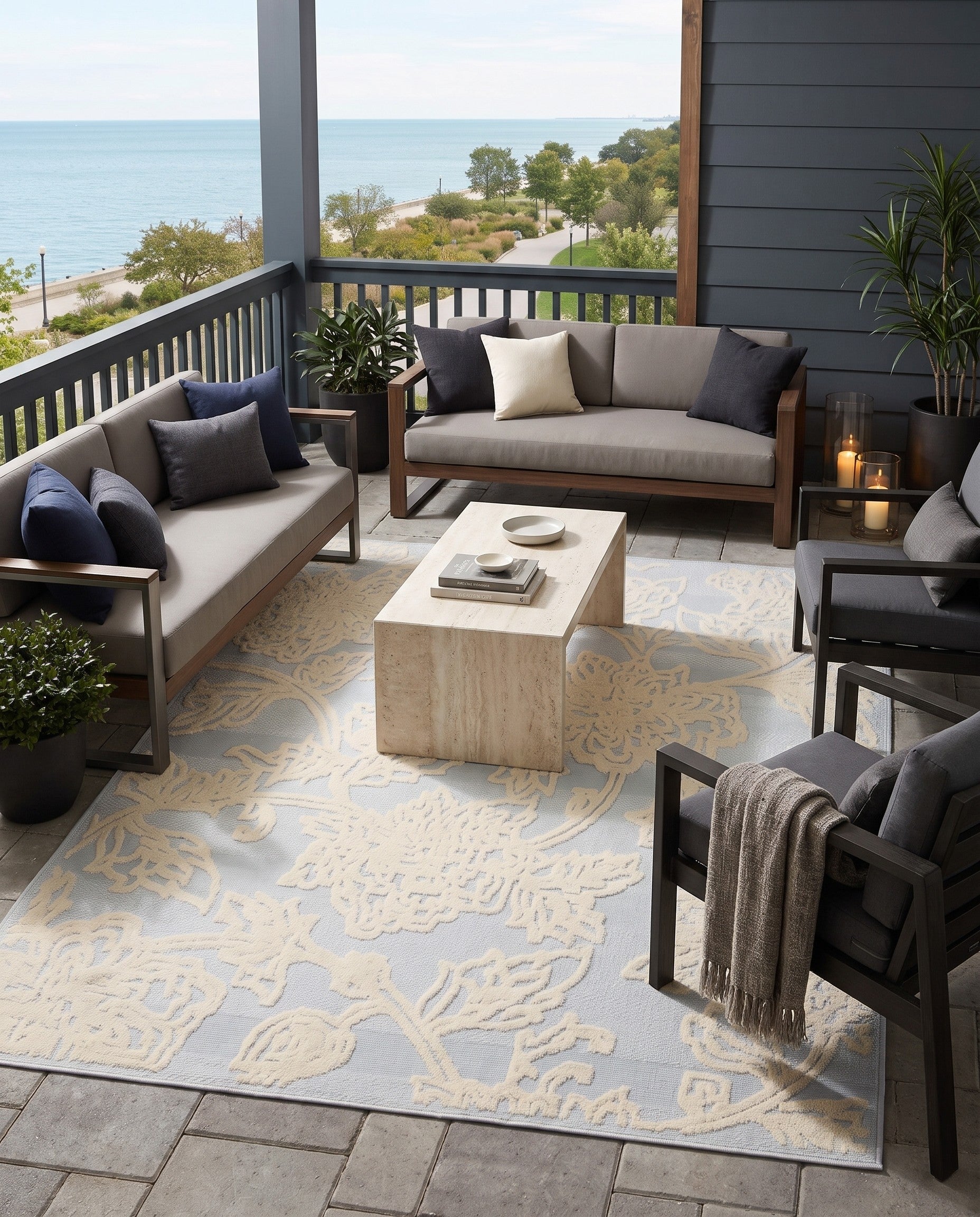 Gray Easy-Clean Aruba Indoor / Outdoor Rug