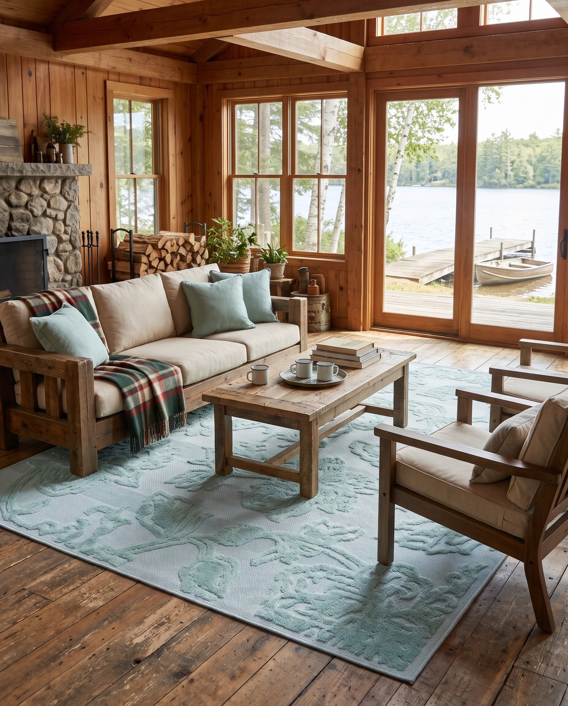 Navy Blue Easy-Clean Aruba Indoor / Outdoor Rug