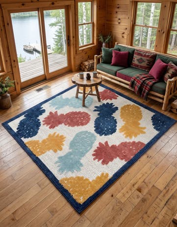 White Easy-Clean Belize Indoor / Outdoor Square Rug