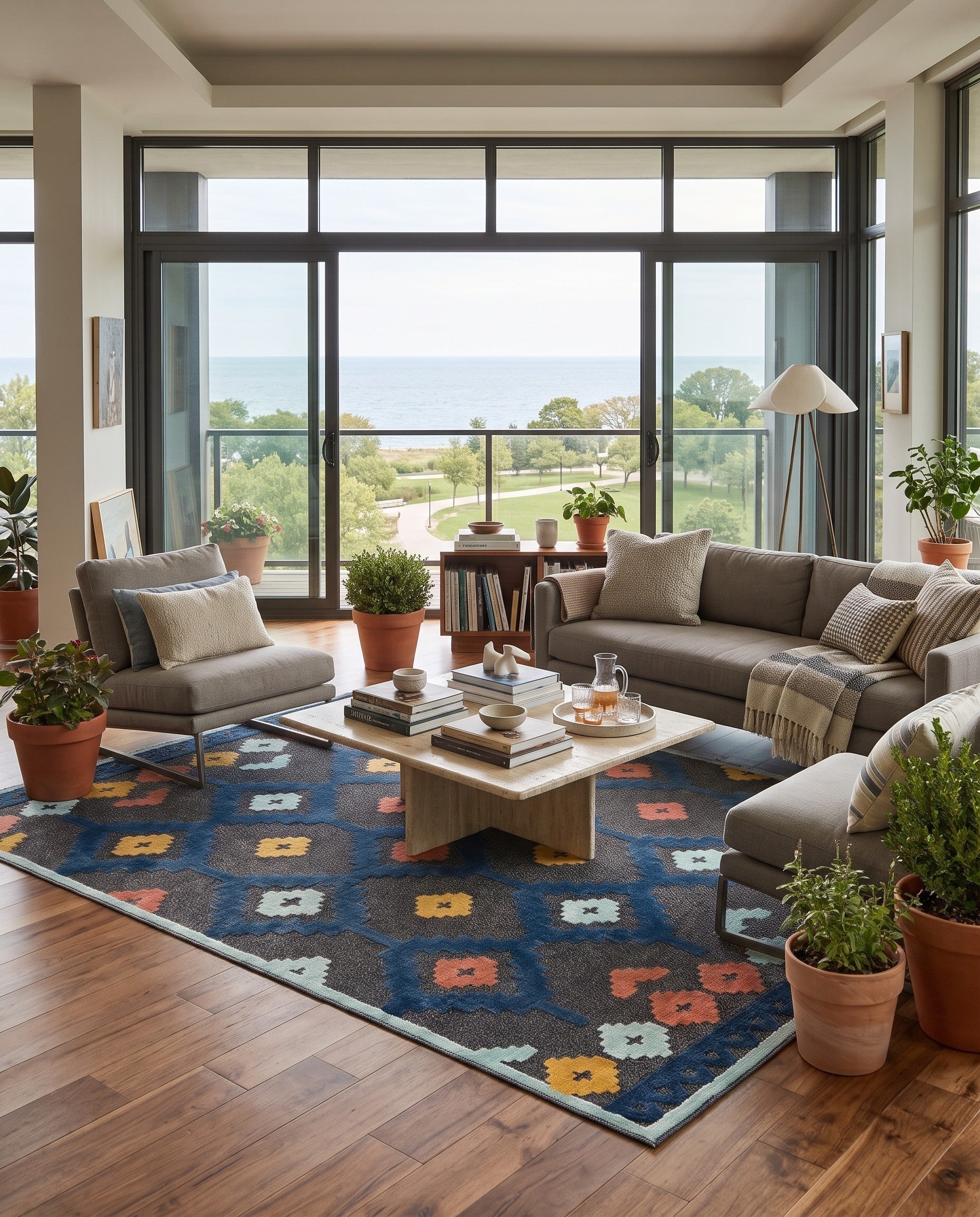 Charcoal Gray Easy-Clean Belize Indoor / Outdoor Rug