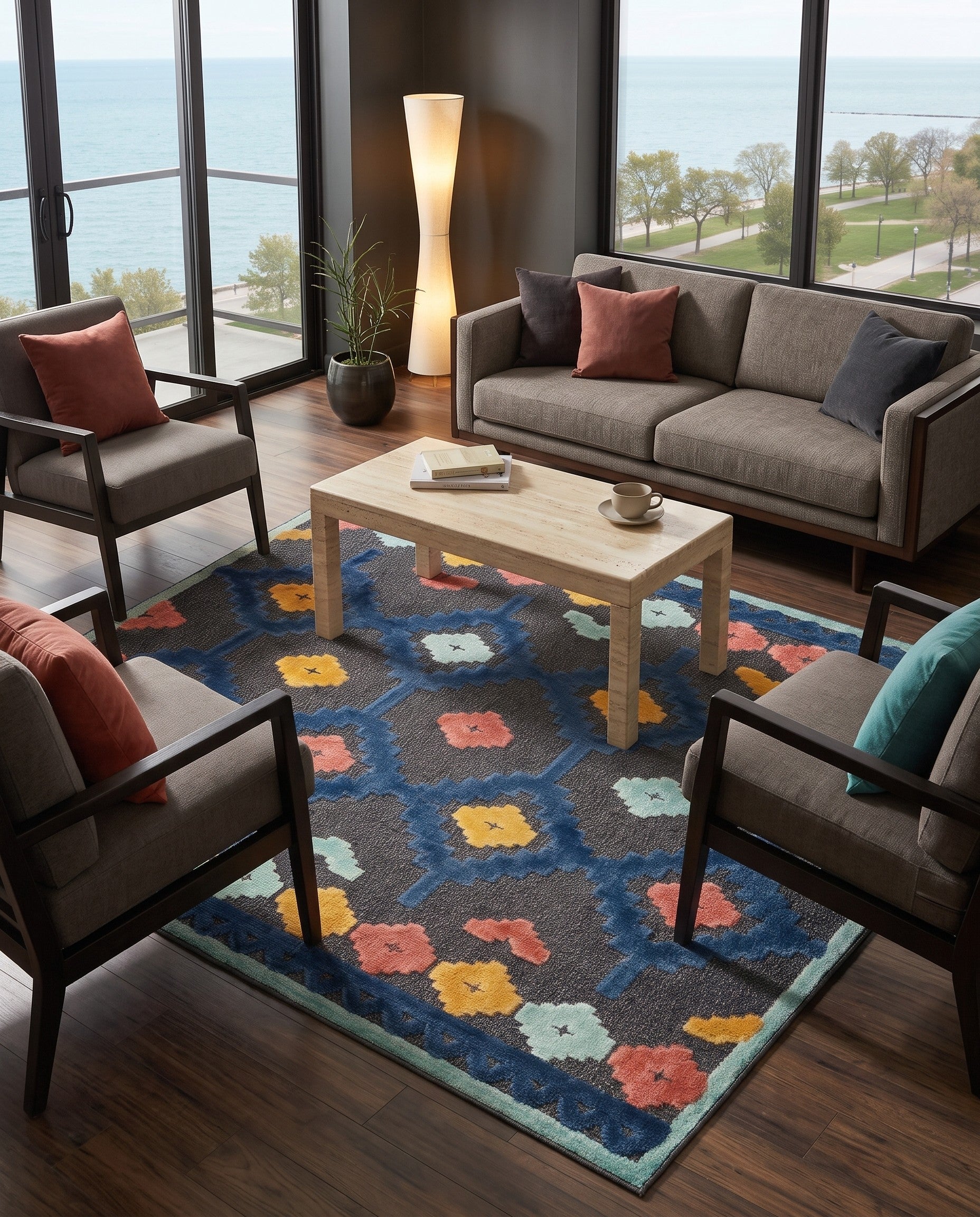 7' 10 x 7' 10 Easy-Clean Belize Indoor / Outdoor Square Rug