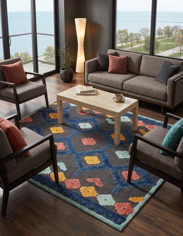 7' 10 x 7' 10 Easy-Clean Belize Indoor / Outdoor Square Rug