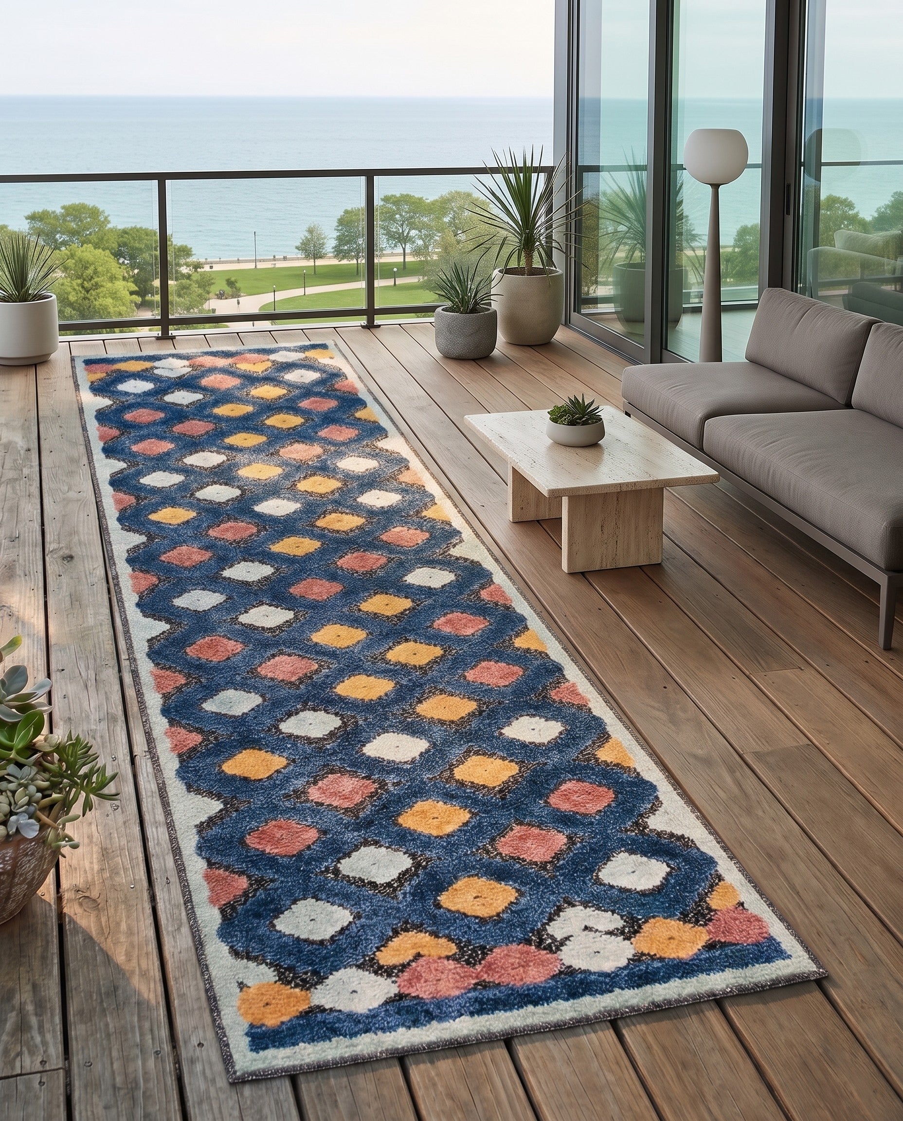 Charcoal Gray Easy-Clean Belize Indoor / Outdoor Runner Rug