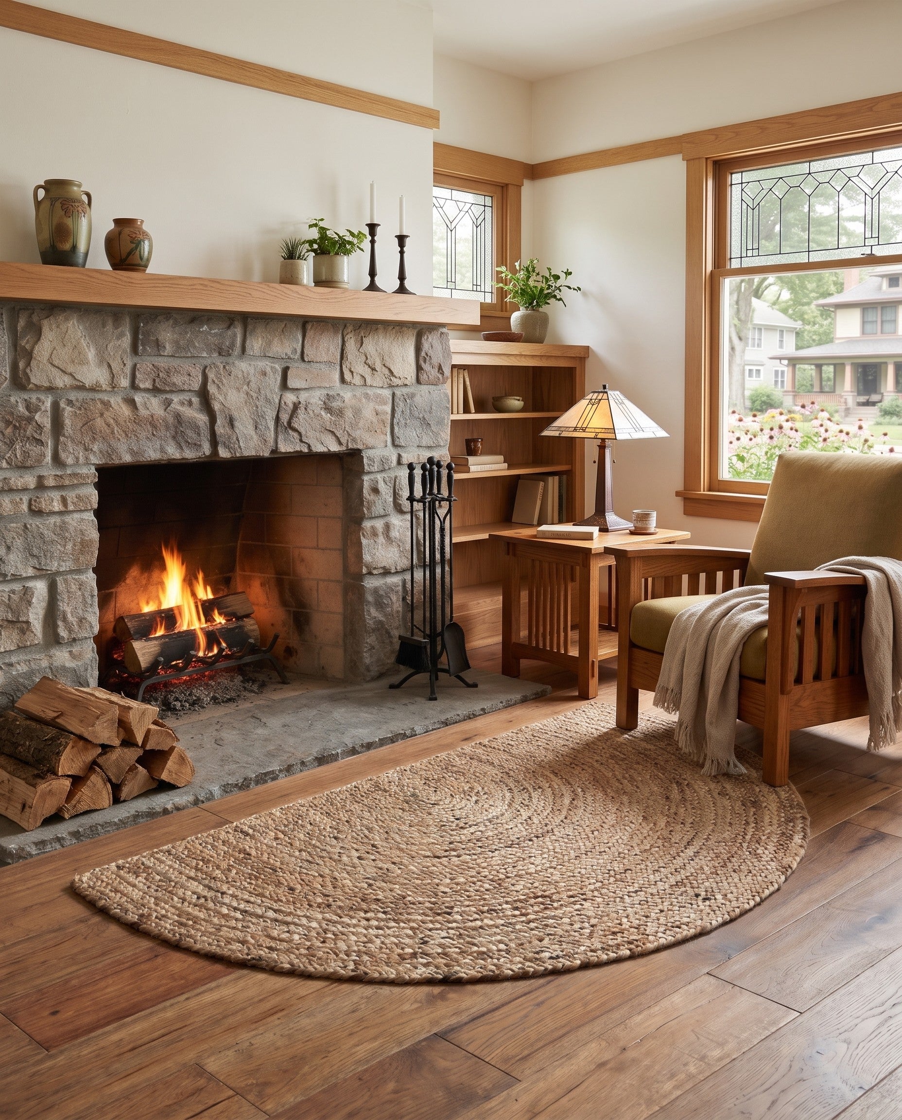 Natural Handmade Braided Jute Hearth Rug
