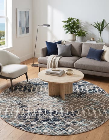 5' 3 x 5' 3 Moroccan Trellis Round Rug