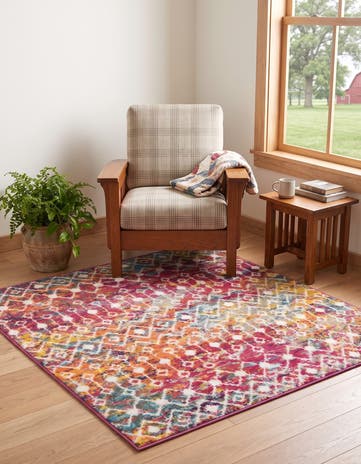 4' x 4' Moroccan Trellis Square Rug