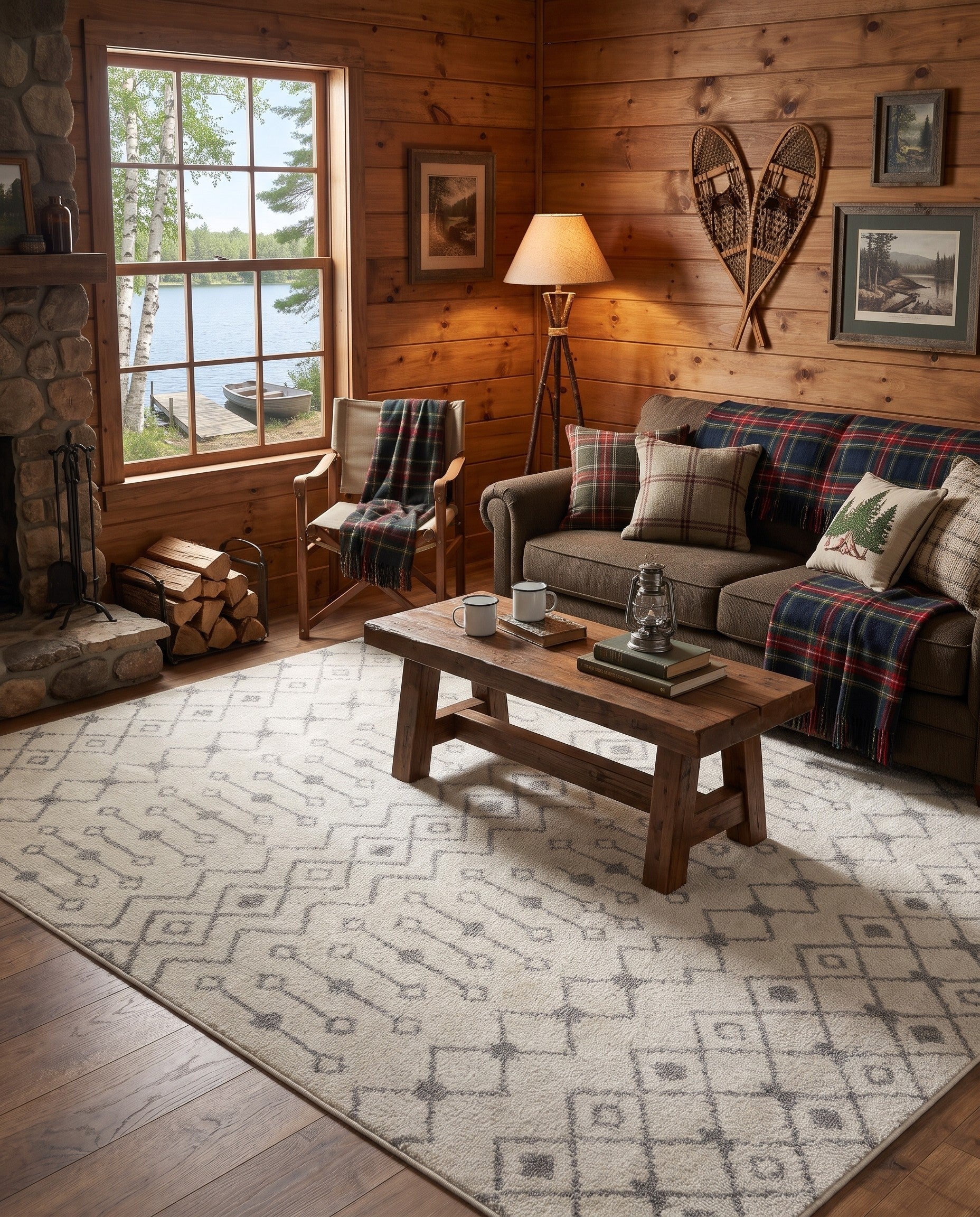Ivory and Gray Moroccan Trellis Rug
