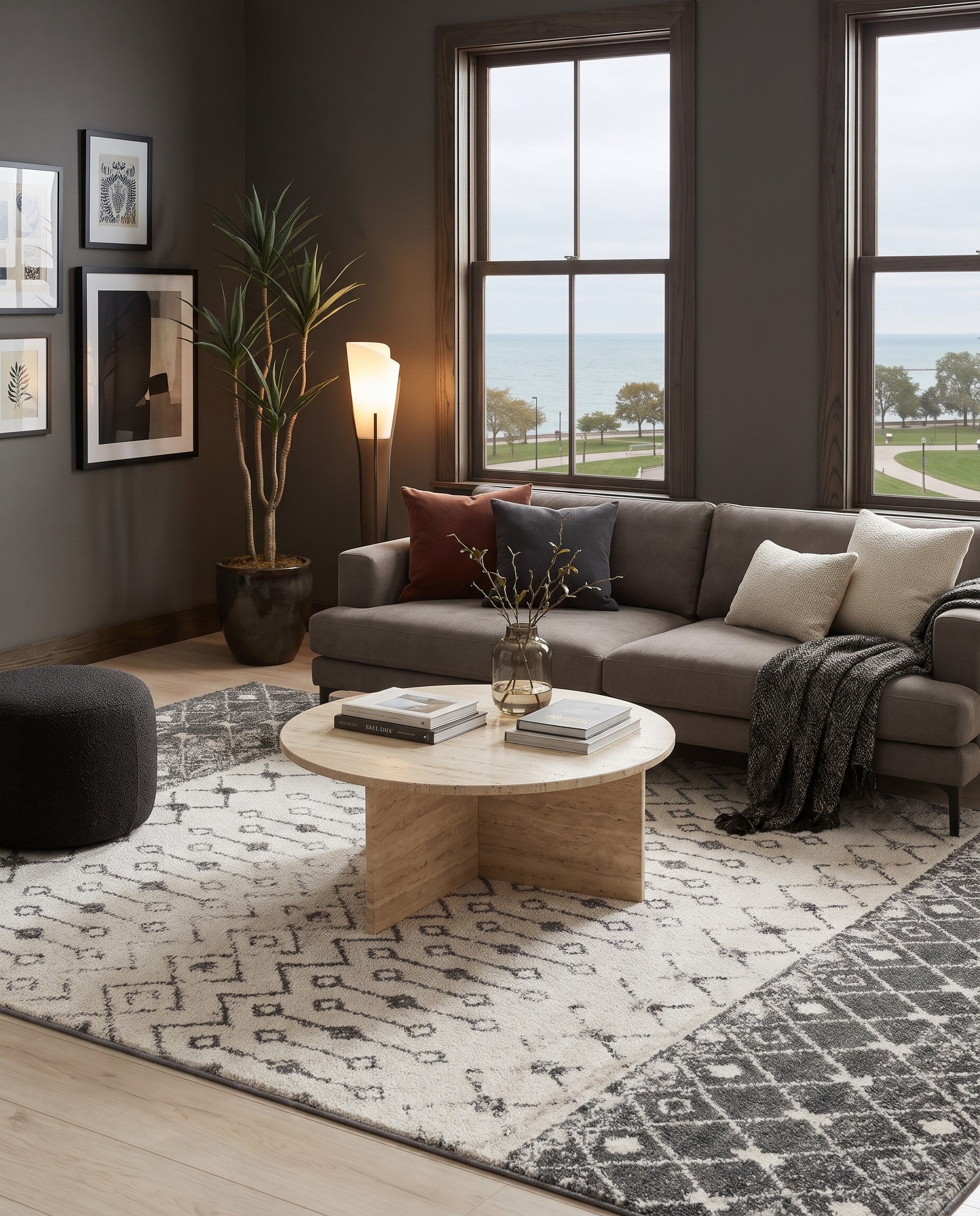 Ivory and Gray Moroccan Trellis Rug