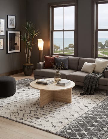 Ivory and Gray Moroccan Trellis Rug