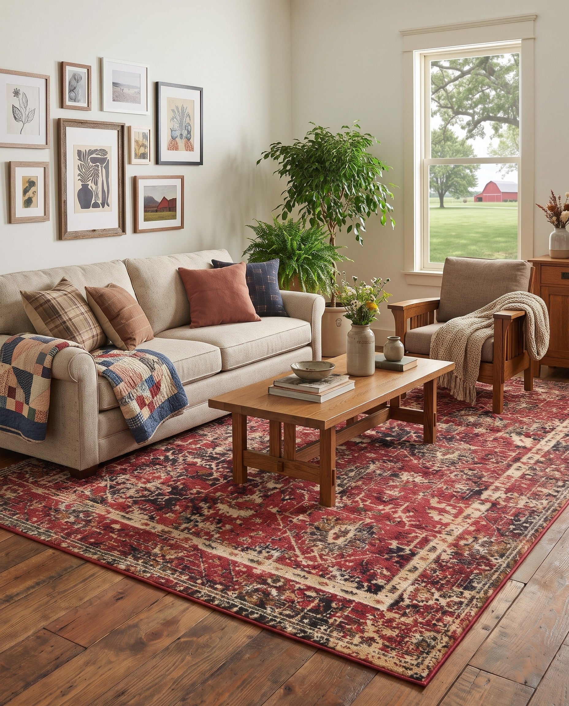 Burgundy Saturn Rug