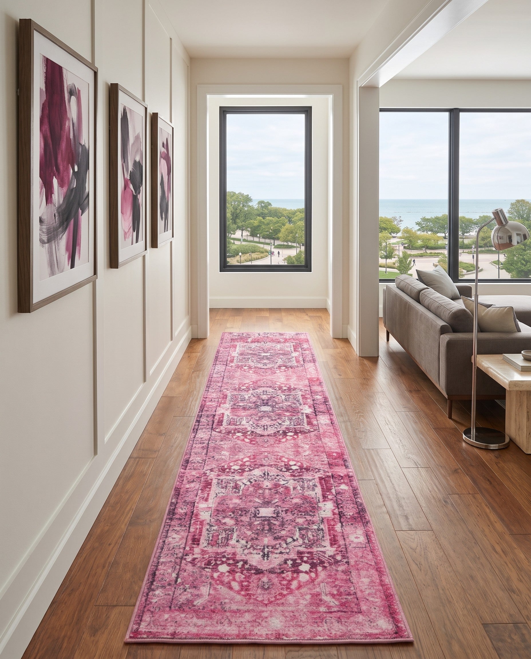Plumrose Pink Medina Runner Rug