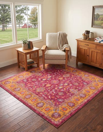 Berry Pink Medina Square Rug