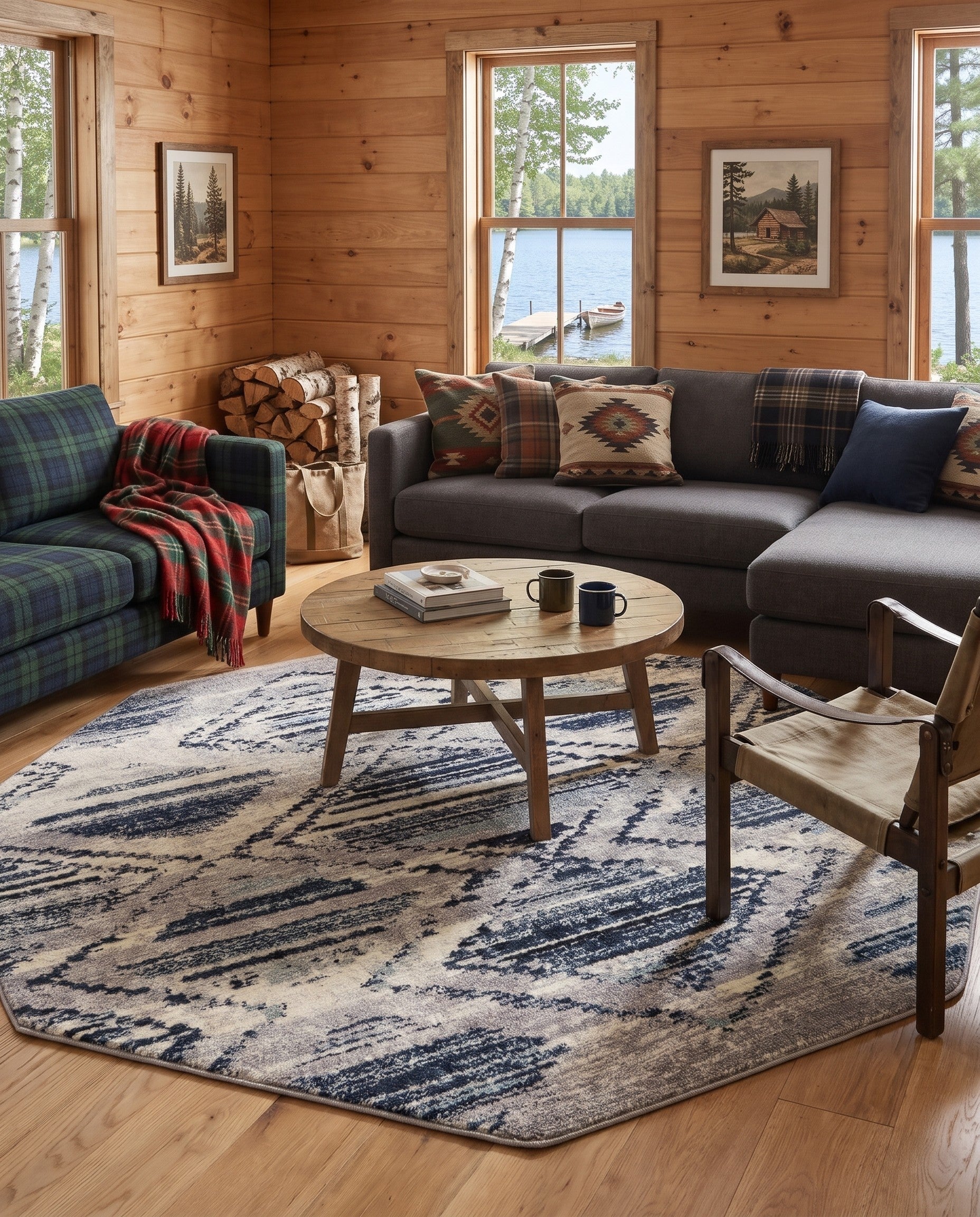 Blue Gray Tagine Octagon Rug