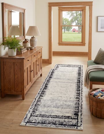 Black and White Tagine Runner Rug