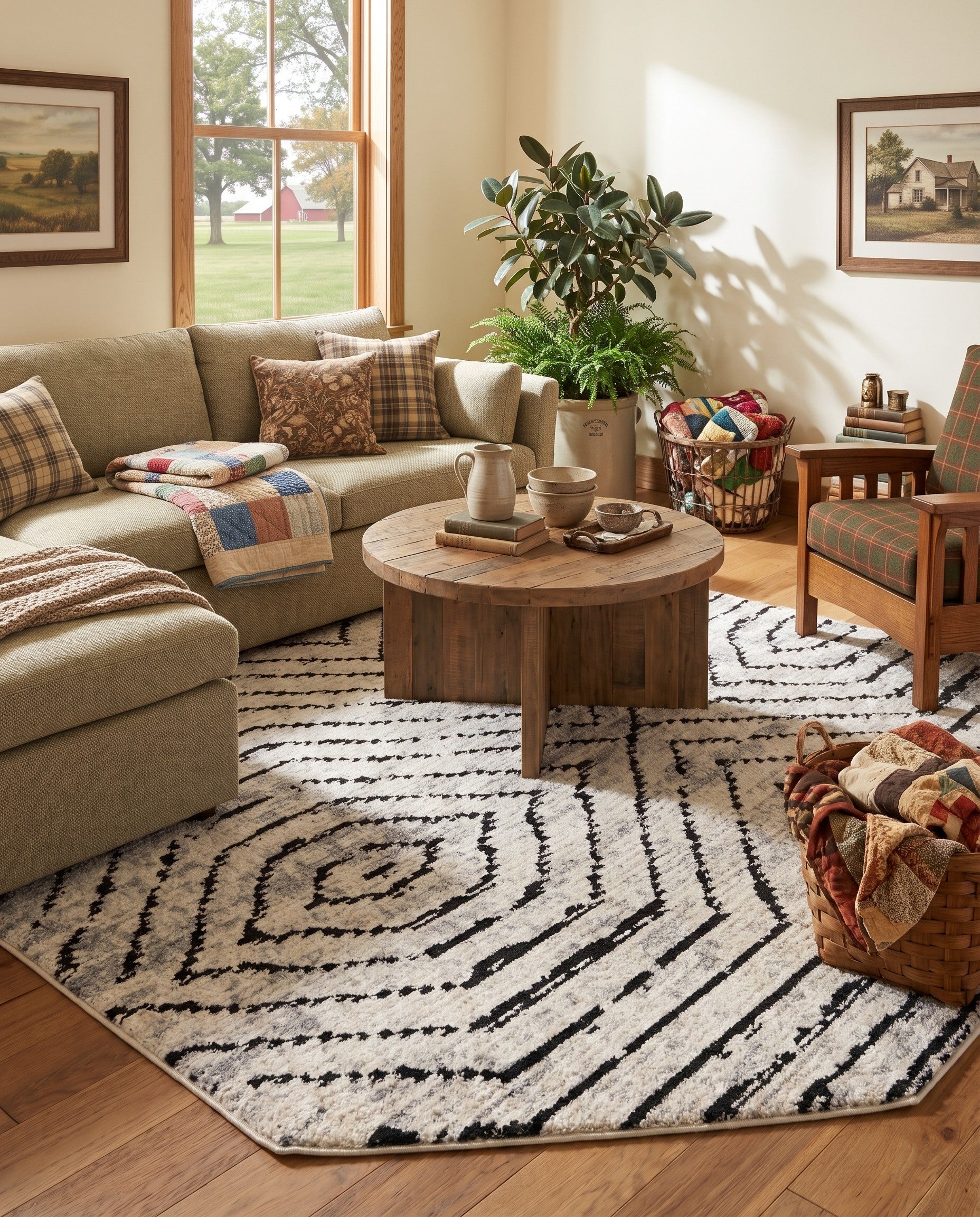 Black and White Tagine Octagon Rug