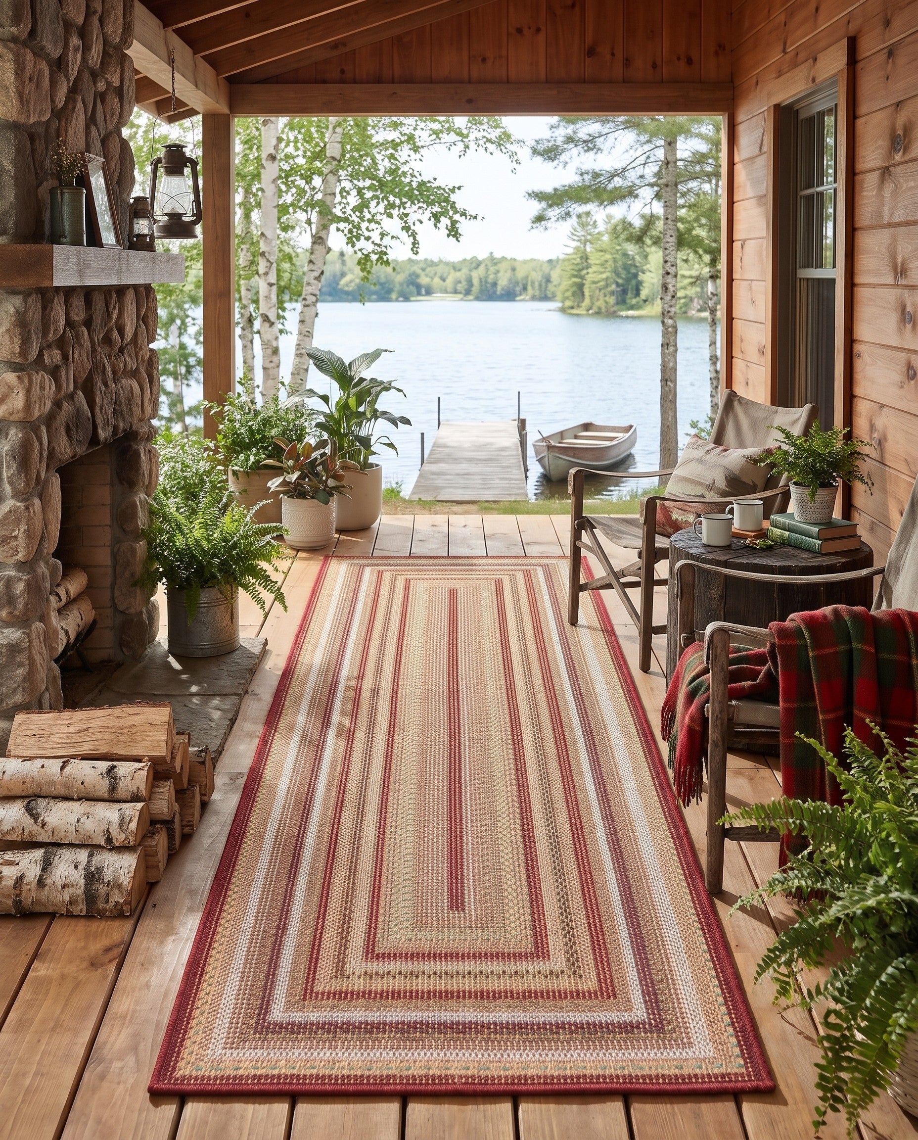 Burgundy Easy-Clean Baja Indoor / Outdoor Runner Rug