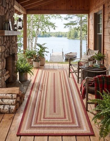 Burgundy Easy-Clean Baja Indoor / Outdoor Runner Rug