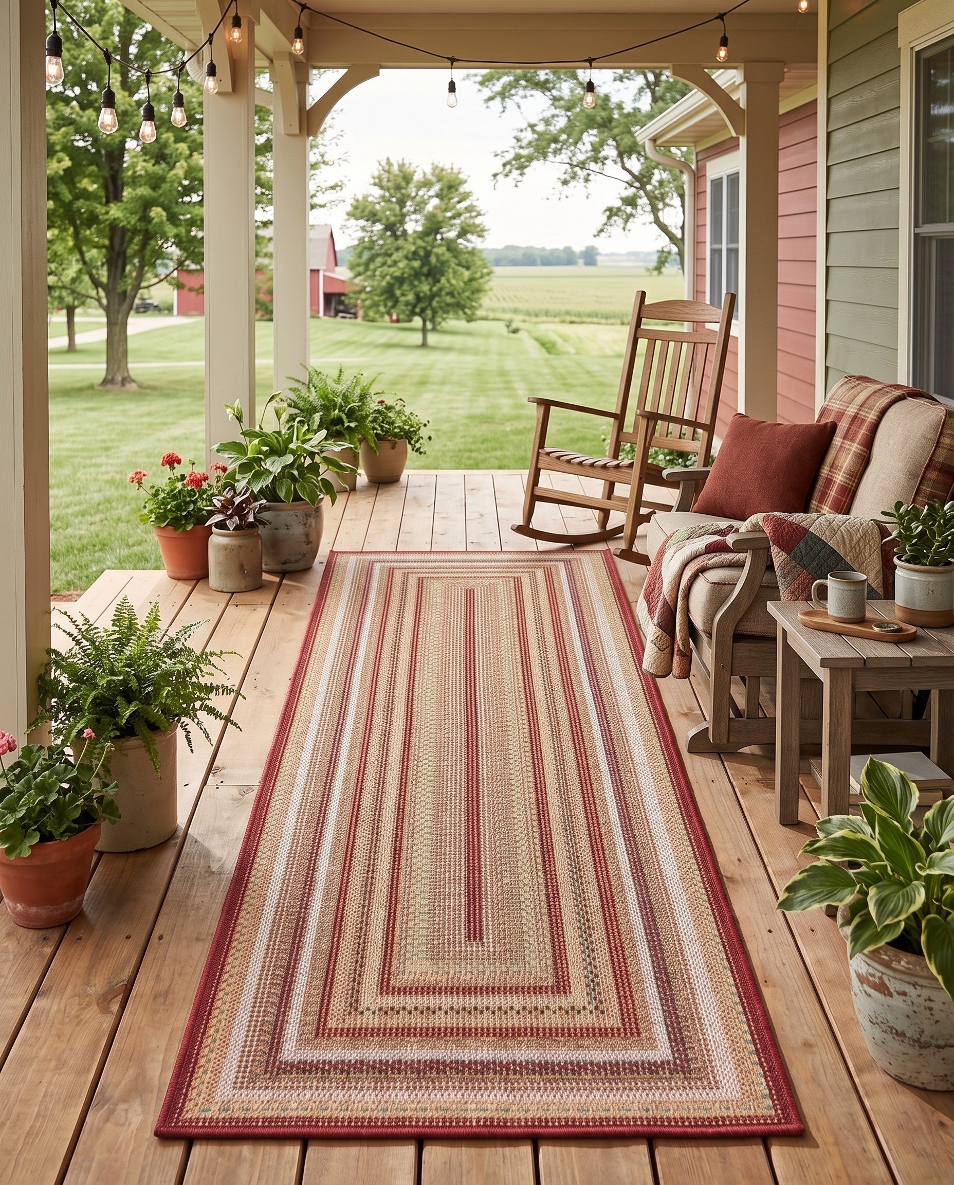 Burgundy Easy-Clean Baja Indoor / Outdoor Runner Rug